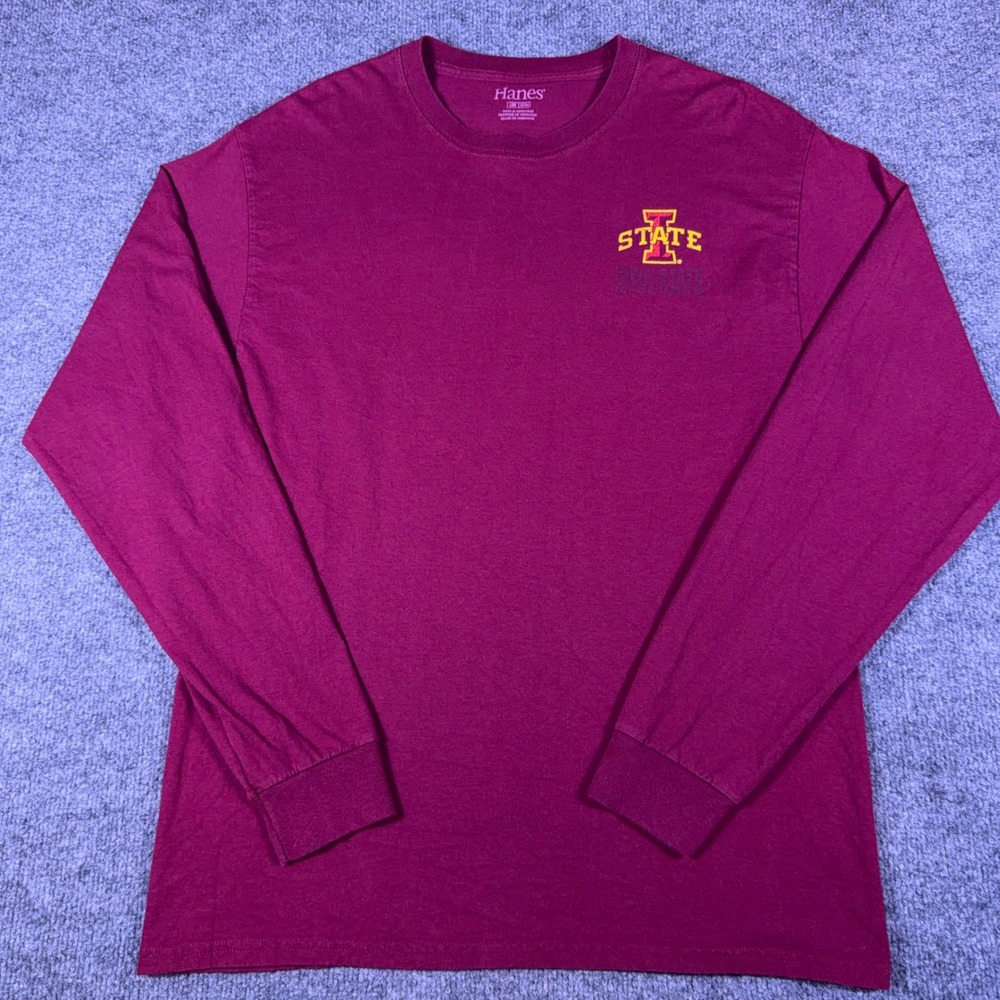 Vintage Hanes Iowa State Cyclones Long Sleeve T-Shirt Mens Large Maroon NCAA